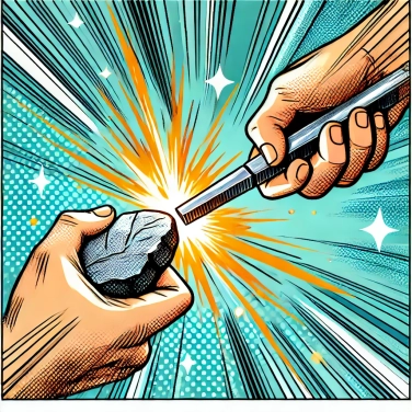 Spiega perché il selce genera una scintilla quando viene colpito contro un metallo?